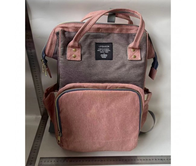 Rucsac Multifunctional pentru Mamici, Flippy, din Panza Oxford, Compartimentare Multipla, Impermeabil, 43 x 18 x 26 cm, Roz/Gri