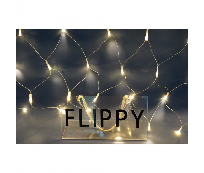 Sectiune Instalatie de Craciun Flippy, Tip Plasa, 320 LED-uri, 3 m x 3 m, 8 jocuri de lumini, Interconectabila, Fir transparent, Alb cald