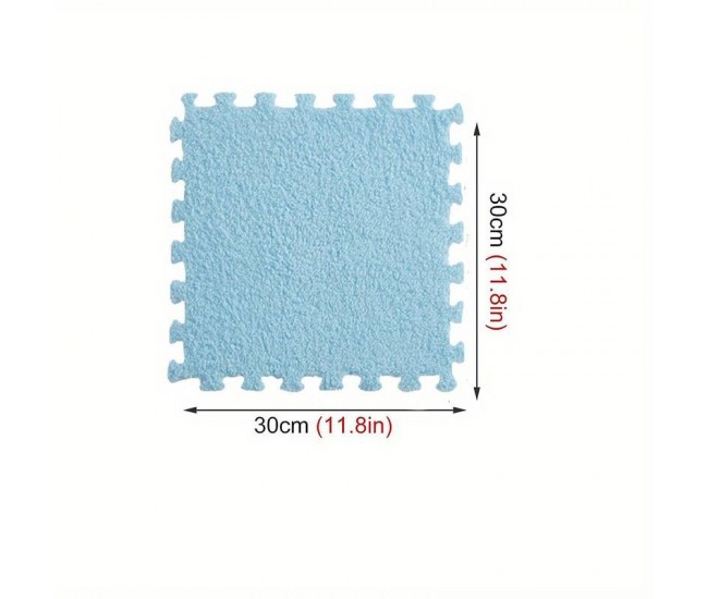 Set 10 Piese Covor tip Puzzle, Flippy, Spuma EVA, Pufos, 30 x 30 x 1 cm, Baby Blue