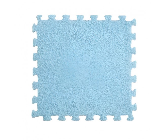 Set 10 Piese Covor tip Puzzle, Flippy, Spuma EVA, Pufos, 30 x 30 x 1 cm, Baby Blue