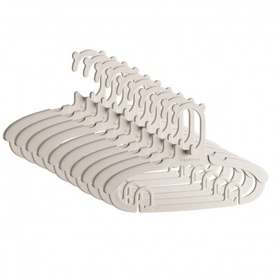 Set 10 Umerase pentru Copii, Flippy, Potrivite pentru Uscarea si Depozitarea Hainelor de Bebelusi, 28x16.7 cm, Crem