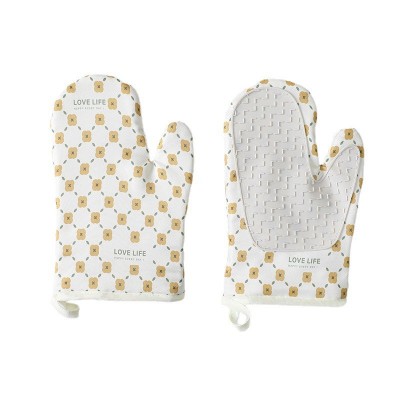 Set 2 manusi cuptor Flippy, manusa de bucatarie,  rezistenta 330 grade, textil si cauciuc, 26.5x18 cm, alb