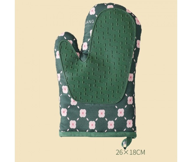 Set 2 manusi cuptor Flippy, manusa de bucatarie,  rezistenta 330 grade, textil si cauciuc, 26.5x18 cm, verde