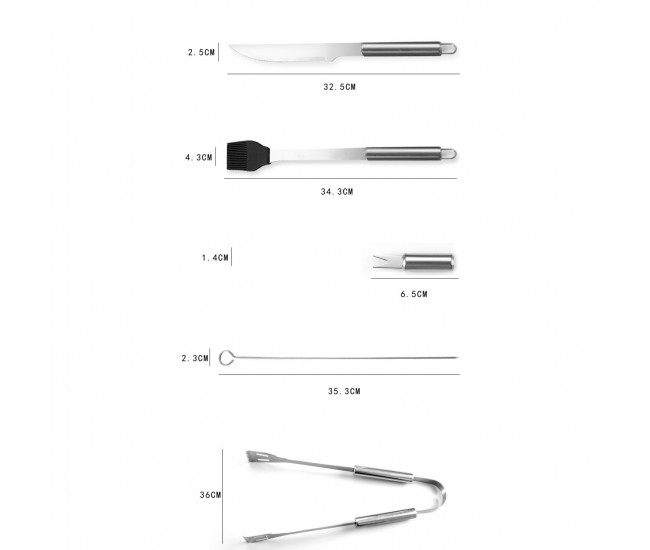 Set 20 Ustensile pentru Gratar, Flippy, din Otel Inoxidabil, Geanta Oxford, Argintiu