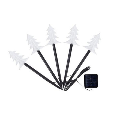 Set 5 Lampi solare LED de exterior Model Brad, pentru gradina, Flippy, 35.5 cm, Alb Cald