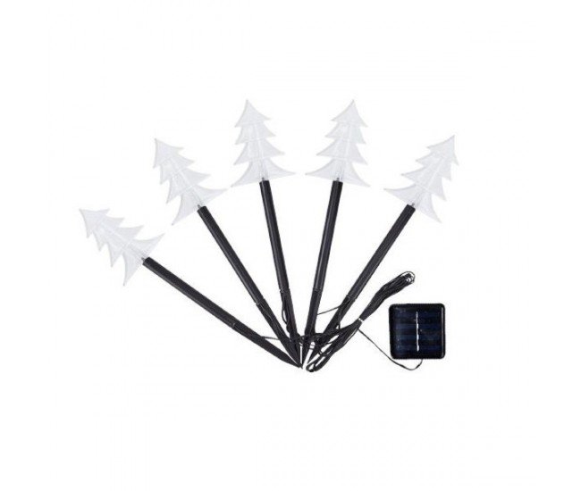 Set 5 Lampi solare LED de exterior Model Brad, pentru gradina, Flippy, 35.5 cm, Alb Cald