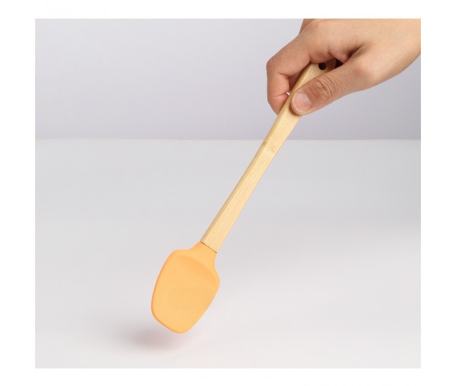 Set 5 Mini Spatule de Silicon Flippy, pensula, Stejar, Multicolor