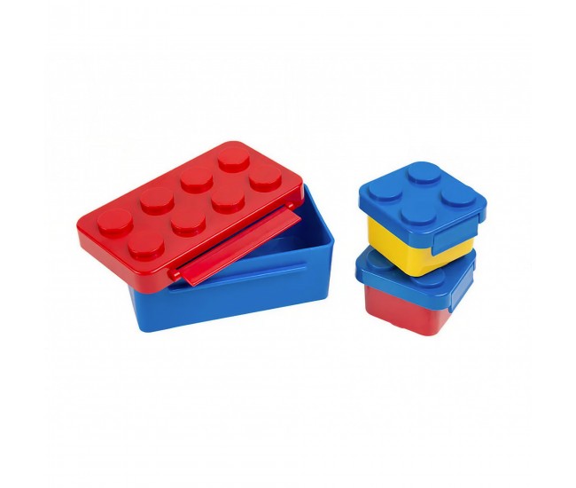 Set caserole pentru pranz interactive, Flippy, cuburi de construit, plastic, multicolor