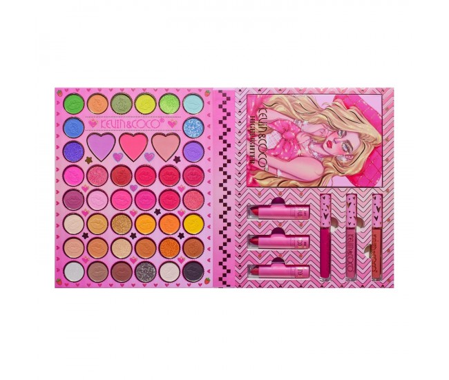 Set 8 Produse de Machiaj, KEVIN & COCO, Butterfly Dream Girl, 49 de culori, 24.7 x 19.7 x 2.7 cm