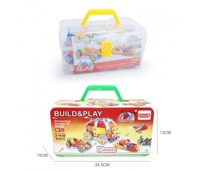 Set pentru construit masini, Flippy, Educativ si creativ, 148 piese