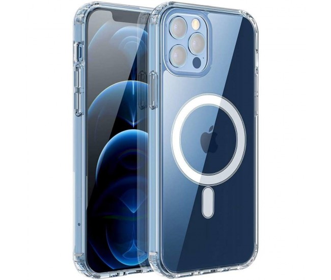 Husa protectie Flippy pentru iPhone 13 Pro Mag Safe, 2 in 1 incarcare si magnet, Silicon si Acril, Transparenta