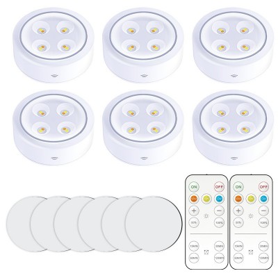 Set de 6 Lampi Led Flippy, Fara Fir, Cu Baterii, 3 Culori de Lumina, cu 2 Telecomenzi, din Plastic, Alb