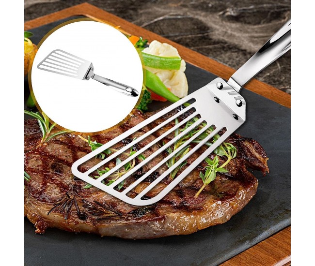 Spatula flexibila Flippy, Fish Turner, din otel, durabila, cu margini subtiri pentru taiere, pentru carne, oua, peste, multifunctionala, argintiu