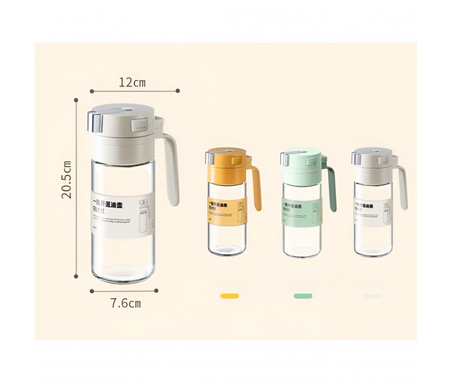 Dispenser pentru Ulei, Flippy, Deschidere si Inchidere Automata a Rezervorul, cu Inductie Gravitationala, 550 ml, 12x7.6x20.5 cm, Verde