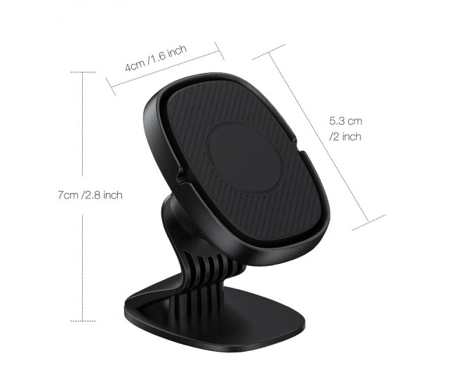 Suport Auto Magnetic Flippy 360 grade cu adeziv, 53 mm, Holder JS - 668, compatibil cu dispozitive intre 4 - 7, Ajustabil, 6 Magneti Neodymium  incorporati, Negru