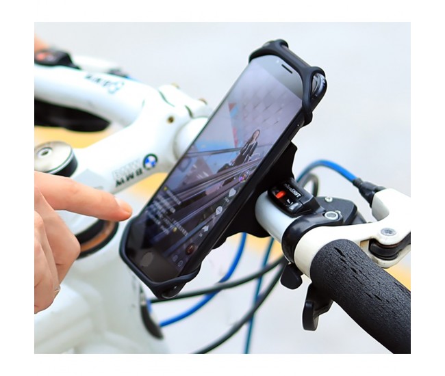 Suport Telefon pentru Bicicleta, Motocicleta, Trotineta,  din Silicon 4-7 inch, Negru