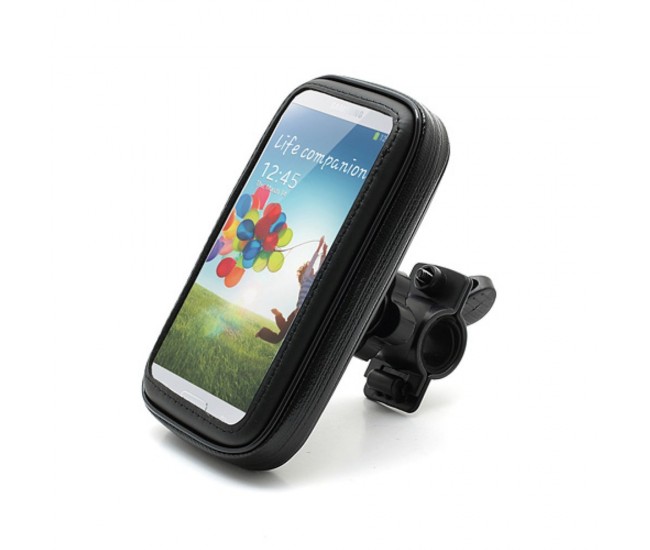 Suport husa telefon mobil Flippy pentru bicicleta si motocicleta, rezistent apa si socuri, touchscreen, 360 rotativ, negru, 4.8 - 5.4 inch