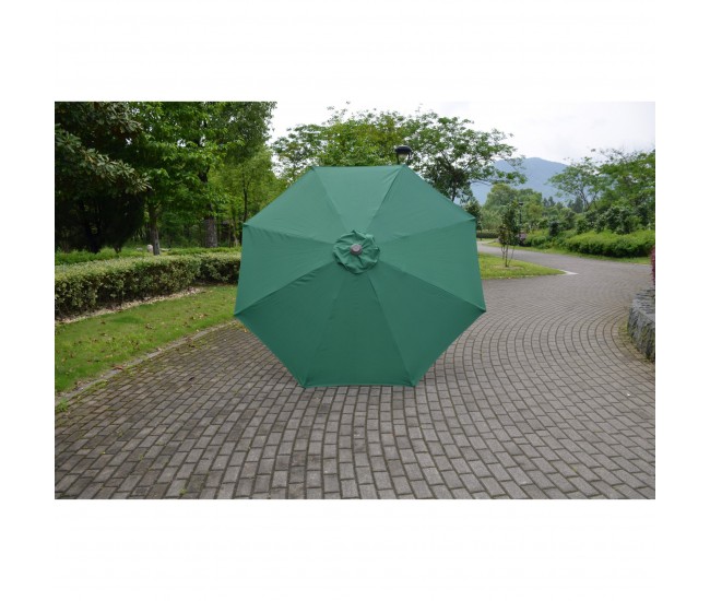 Umbrela Rotunda de Soare pentru Terasa sau Gradina, Flippy, Diametru 2.70 m, Inaltime 2.80 m, 9 Brate, Manivela, Diametru Tija 35 mm, Inclinare, Verde