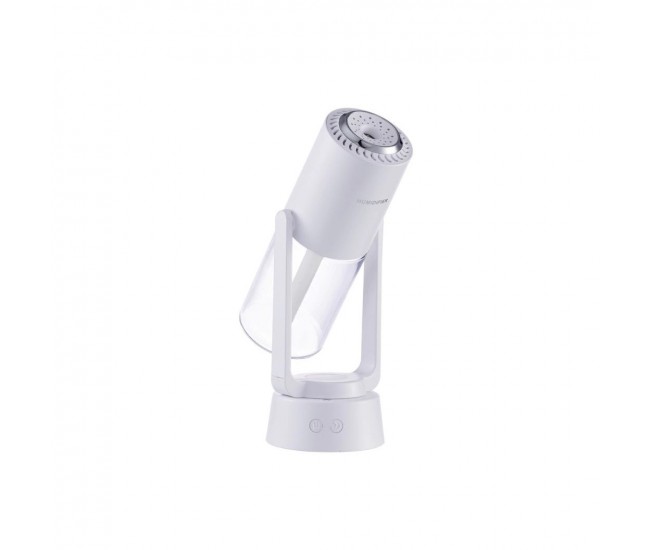 Umidificator si Purificator aer ultrasonic portabil, rezervor 200ml, cu ioni negativi, LED 7 culori, rotatie 360 grade, Alb