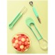 Ustensila bucatarie 4 in 1 pentru taiat si decorat fructe Flippy, material inox si plastic, compact, 28x6.2 cm, verde