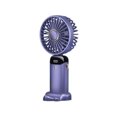 Ventilator Ultra Portabil cu Aromaterapie, Flippy, 3 in 1, de Mana, de Birou, de Gat, 5 Trepte de Viteza, Incarcare USB, Autonomie 12h, Pliabil, cu Ecran LCD, Mov