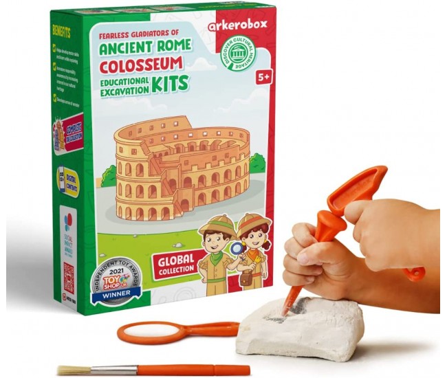 Arkerobox - set arheologic educational si puzzle 3d, roma antica, colosseum