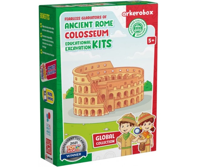 Arkerobox - set arheologic educational si puzzle 3d, roma antica, colosseum