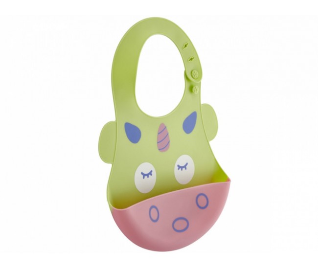 Baveta babyjem din silicon soft baby bib (culoare: bleu)