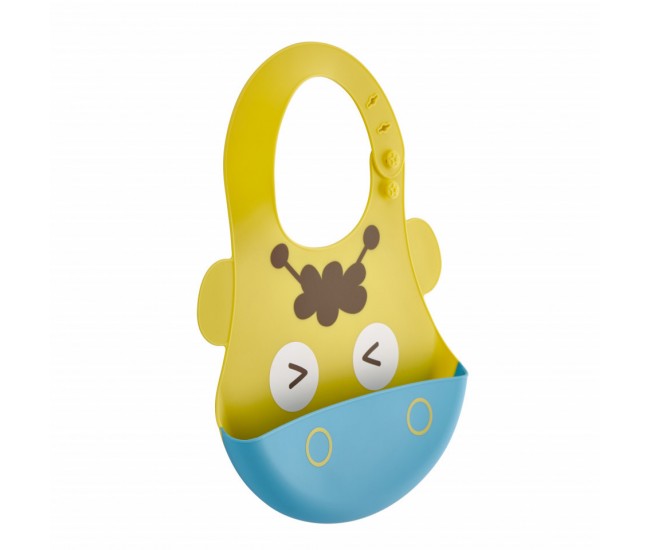 Baveta babyjem din silicon soft baby bib (culoare: galben)