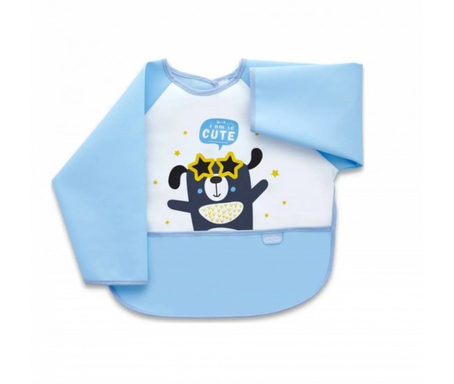 Baveta cu maneci si buzunar babyjem polly bib (culoare: bleu)