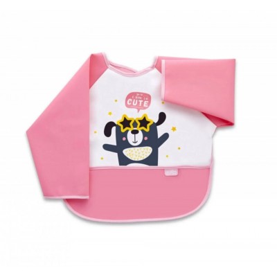 Baveta cu maneci si buzunar babyjem polly bib (culoare: roz)