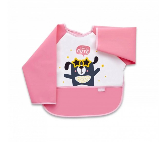 Baveta cu maneci si buzunar babyjem polly bib (culoare: roz)