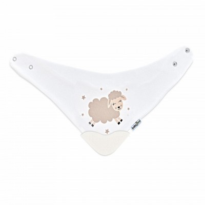 Baveta triunghi cu accesoriu dentitie babyjem cowboy bib (culoare: ecru)