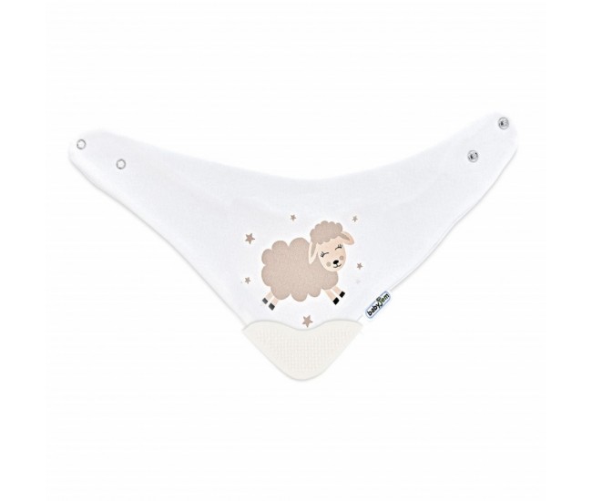 Baveta triunghi cu accesoriu dentitie babyjem cowboy bib (culoare: ecru)