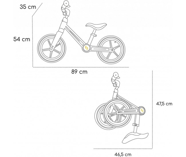 Bicicleta pliabila fara pedale skiddou ronny, galben