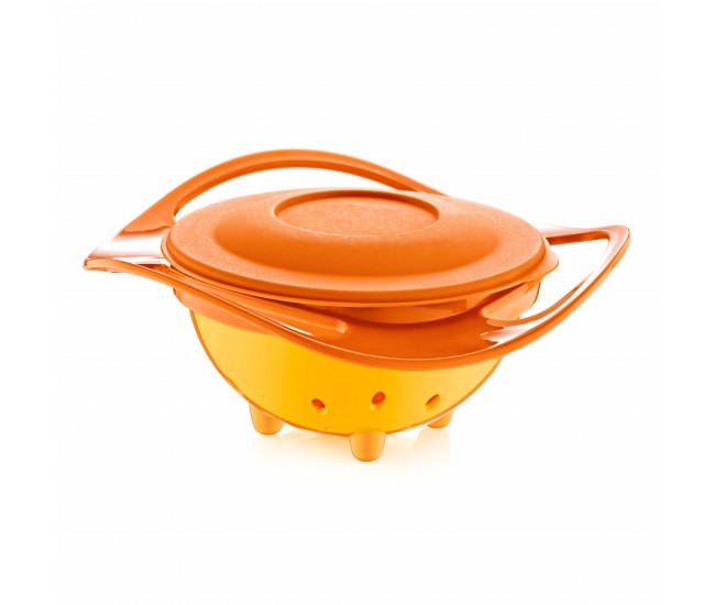 Bol multifunctional cu capac si rotire 360 grade babyjem amazing bowl (culoare: portocaliu)