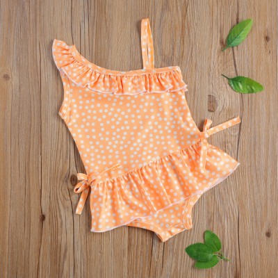 Costum de baie galben cu buline drool (marime: 120)