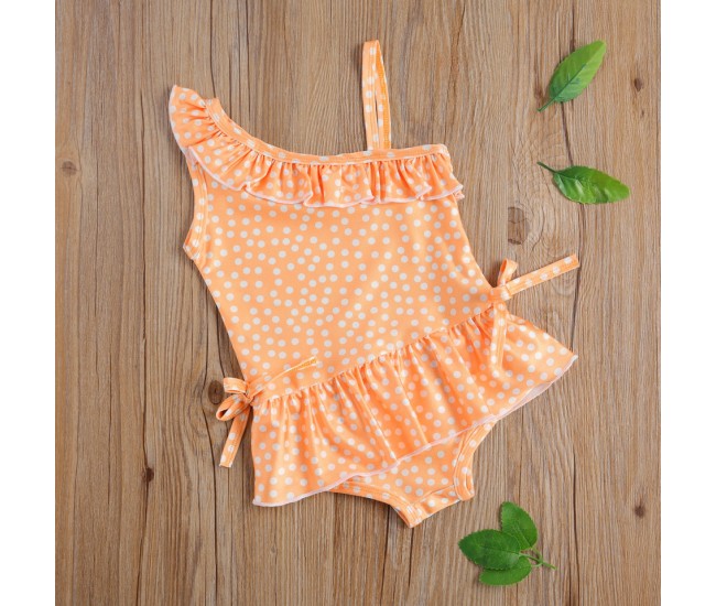 Costum de baie galben cu buline drool (marime: 120)