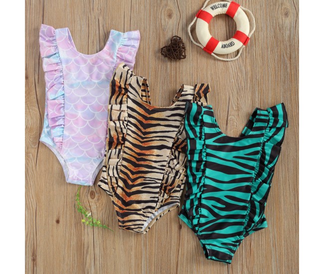 Costum de baie leopard/peste drool (culoare: verde, marime: 100)