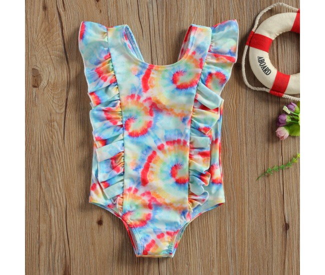 Costum de baie multicolor cu volanne verticale drool (marime: 120)