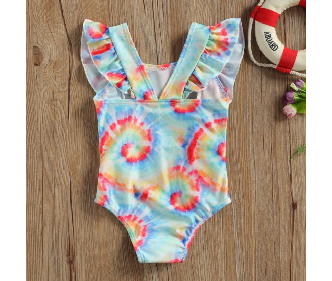 Costum de baie multicolor cu volanne verticale drool (marime: 110)