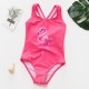 Costum de baie roz bombon cu flamingo drool (marime: 110)