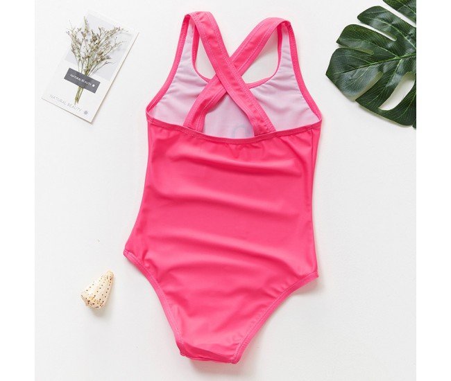 Costum de baie roz bombon cu flamingo drool (marime: 100)