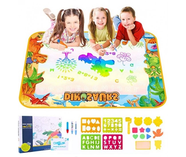 Covorasul magic drool dino- 100x70cm - jucarie educativa de colorat cu apa drool