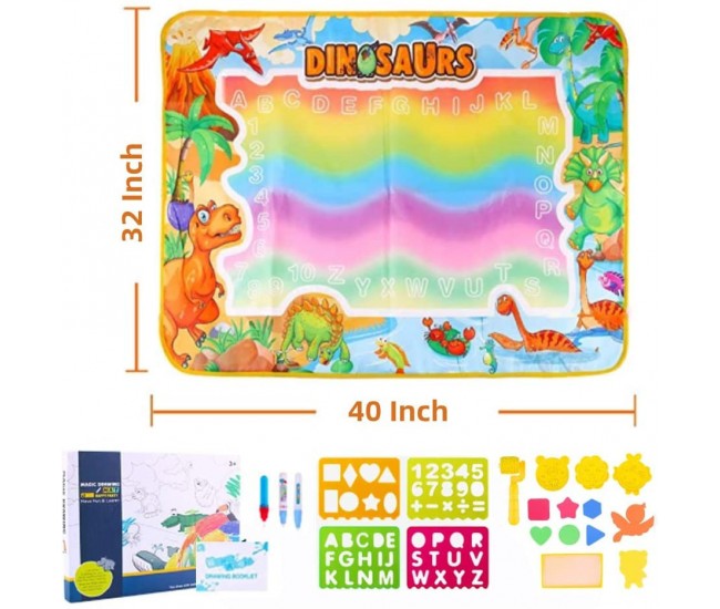 Covorasul magic drool dino- 100x70cm - jucarie educativa de colorat cu apa drool