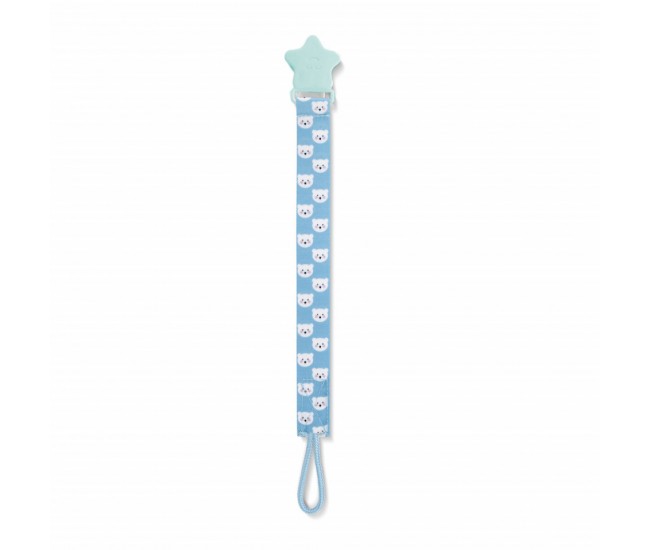 Lantisor pentru suzeta din material textil babyjem bear (culoare: bleu)