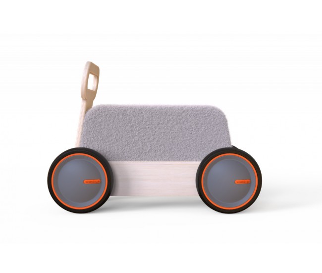 Masinuta ride-on, premergator si carucior de jucarii mamatoyz driveme soft, vacuta - jucarie din lemn 3 in 1