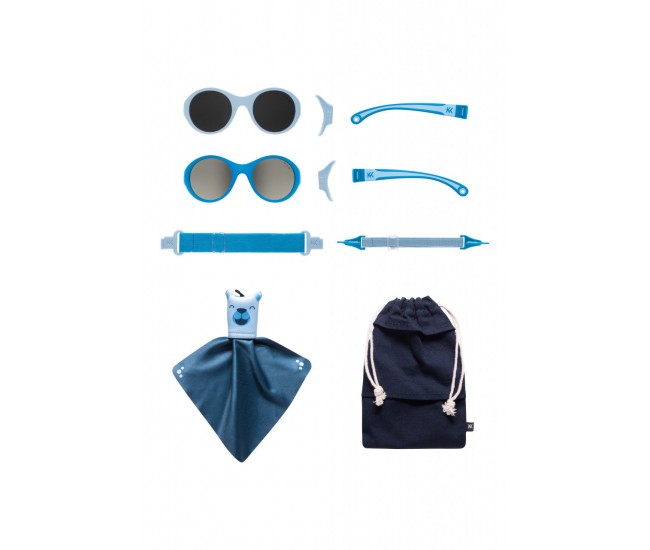 Ochelari de soare pentru copii mokki click & change, protectie uv, bleu, 0-2 ani, set 2 perechi