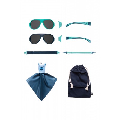 Ochelari de soare pentru copii mokki click & change, protectie uv, bleu, 2-5 ani, set 2 perechi