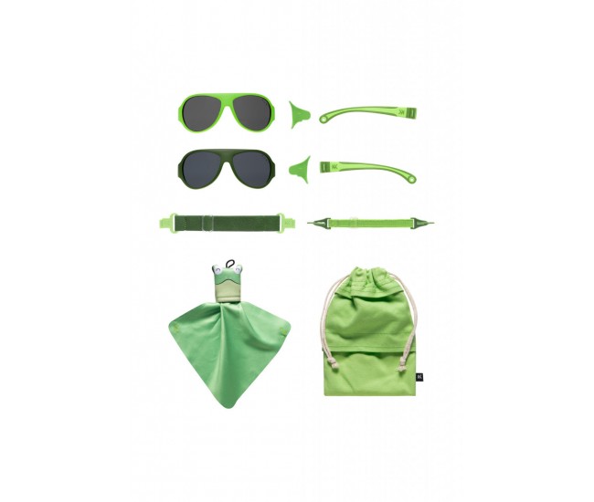 Ochelari de soare pentru copii mokki click & change, protectie uv, verde, 2-5 ani, set 2 perechi